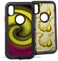 2x Decal style Skin Wrap Set compatible with Otterbox Defender iPhone X and Xs Case - Alecias Swirl 01 Yellow (CASE NOT INCLUDED)