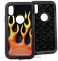 2x Decal style Skin Wrap Set compatible with Otterbox Defender iPhone X and Xs Case - Metal Flames (CASE NOT INCLUDED)