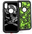 2x Decal style Skin Wrap Set compatible with Otterbox Defender iPhone X and Xs Case - Chrome Skull on Black (CASE NOT INCLUDED)