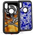 2x Decal style Skin Wrap Set compatible with Otterbox Defender iPhone X and Xs Case - Chrome Skull on Fire (CASE NOT INCLUDED)