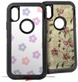 2x Decal style Skin Wrap Set compatible with Otterbox Defender iPhone X and Xs Case - Pastel Flowers (CASE NOT INCLUDED)