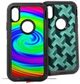 2x Decal style Skin Wrap Set compatible with Otterbox Defender iPhone X and Xs Case - Rainbow Swirl (CASE NOT INCLUDED)