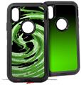 2x Decal style Skin Wrap Set compatible with Otterbox Defender iPhone X and Xs Case - Alecias Swirl 02 Green (CASE NOT INCLUDED)