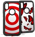 2x Decal style Skin Wrap Set compatible with Otterbox Defender iPhone X and Xs Case - Bullseye Red and White (CASE NOT INCLUDED)