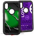 2x Decal style Skin Wrap Set compatible with Otterbox Defender iPhone X and Xs Case - Barbwire Heart Green (CASE NOT INCLUDED)