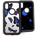 2x Decal style Skin Wrap Set compatible with Otterbox Defender iPhone X and Xs Case - Butterflies Blue (CASE NOT INCLUDED)