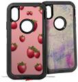 2x Decal style Skin Wrap Set compatible with Otterbox Defender iPhone X and Xs Case - Strawberries on Pink (CASE NOT INCLUDED)