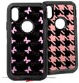 2x Decal style Skin Wrap Set compatible with Otterbox Defender iPhone X and Xs Case - Pastel Butterflies Pink on Black (CASE NOT INCLUDED)