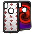 2x Decal style Skin Wrap Set compatible with Otterbox Defender iPhone X and Xs Case - Pastel Butterflies Red on White (CASE NOT INCLUDED)