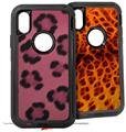 2x Decal style Skin Wrap Set compatible with Otterbox Defender iPhone X and Xs Case - Leopard Skin Pink (CASE NOT INCLUDED)