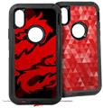 2x Decal style Skin Wrap Set compatible with Otterbox Defender iPhone X and Xs Case - Oriental Dragon Red on Black (CASE NOT INCLUDED)
