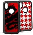 2x Decal style Skin Wrap Set compatible with Otterbox Defender iPhone X and Xs Case - Oriental Dragon Black on Red (CASE NOT INCLUDED)