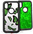 2x Decal style Skin Wrap Set compatible with Otterbox Defender iPhone X and Xs Case - Butterflies Green (CASE NOT INCLUDED)