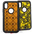 2x Decal style Skin Wrap Set compatible with Otterbox Defender iPhone X and Xs Case - Halloween Skull and Bones (CASE NOT INCLUDED)
