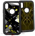 2x Decal style Skin Wrap Set compatible with Otterbox Defender iPhone X and Xs Case - Abstract 02 Yellow (CASE NOT INCLUDED)