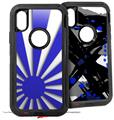 2x Decal style Skin Wrap Set compatible with Otterbox Defender iPhone X and Xs Case - Rising Sun Japanese Flag Blue (CASE NOT INCLUDED)