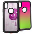 2x Decal style Skin Wrap Set compatible with Otterbox Defender iPhone X and Xs Case - Mushrooms Hot Pink (CASE NOT INCLUDED)