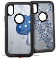 2x Decal style Skin Wrap Set compatible with Otterbox Defender iPhone X and Xs Case - Mushrooms Blue (CASE NOT INCLUDED)