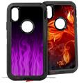 2x Decal style Skin Wrap Set compatible with Otterbox Defender iPhone X and Xs Case - Fire Purple (CASE NOT INCLUDED)