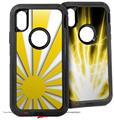 2x Decal style Skin Wrap Set compatible with Otterbox Defender iPhone X and Xs Case - Rising Sun Japanese Flag Yellow (CASE NOT INCLUDED)