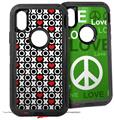 2x Decal style Skin Wrap Set compatible with Otterbox Defender iPhone X and Xs Case - XO Hearts (CASE NOT INCLUDED)