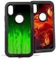 2x Decal style Skin Wrap Set compatible with Otterbox Defender iPhone X and Xs Case - Fire Green (CASE NOT INCLUDED)