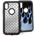 2x Decal style Skin Wrap Set compatible with Otterbox Defender iPhone X and Xs Case - Diamond Plate Metal (CASE NOT INCLUDED)