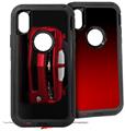 2x Decal style Skin Wrap Set compatible with Otterbox Defender iPhone X and Xs Case - 2010 Chevy Camaro Jeweled Red - White Stripes on Black (CASE NOT INCLUDED)