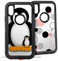 2x Decal style Skin Wrap Set compatible with Otterbox Defender iPhone X and Xs Case - Penguins on White (CASE NOT INCLUDED)