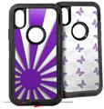 2x Decal style Skin Wrap Set compatible with Otterbox Defender iPhone X and Xs Case - Rising Sun Japanese Flag Purple (CASE NOT INCLUDED)