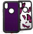 2x Decal style Skin Wrap Set compatible with Otterbox Defender iPhone X and Xs Case - Carbon Fiber Purple (CASE NOT INCLUDED)