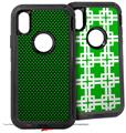 2x Decal style Skin Wrap Set compatible with Otterbox Defender iPhone X and Xs Case - Carbon Fiber Green (CASE NOT INCLUDED)