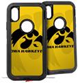 2x Decal style Skin Wrap Set compatible with Otterbox Defender iPhone X and Xs Case - Iowa Hawkeyes Tigerhawk Black on Gold (CASE NOT INCLUDED)