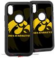 2x Decal style Skin Wrap Set compatible with Otterbox Defender iPhone X and Xs Case - Iowa Hawkeyes Tigerhawk Gold on Black (CASE NOT INCLUDED)