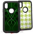 2x Decal style Skin Wrap Set compatible with Otterbox Defender iPhone X and Xs Case - Abstract 01 Green (CASE NOT INCLUDED)