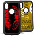 2x Decal style Skin Wrap Set compatible with Otterbox Defender iPhone X and Xs Case - Big Kiss Red Lips on Black (CASE NOT INCLUDED)