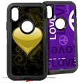 2x Decal style Skin Wrap Set compatible with Otterbox Defender iPhone X and Xs Case - Glass Heart Grunge Yellow (CASE NOT INCLUDED)