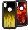2x Decal style Skin Wrap Set compatible with Otterbox Defender iPhone X and Xs Case - Fire Yellow (CASE NOT INCLUDED)