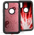 2x Decal style Skin Wrap Set compatible with Otterbox Defender iPhone X and Xs Case - Feminine Yin Yang Red (CASE NOT INCLUDED)