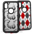 2x Decal style Skin Wrap Set compatible with Otterbox Defender iPhone X and Xs Case - Petals Gray (CASE NOT INCLUDED)