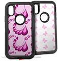 2x Decal style Skin Wrap Set compatible with Otterbox Defender iPhone X and Xs Case - Petals Pink (CASE NOT INCLUDED)