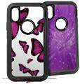 2x Decal style Skin Wrap Set compatible with Otterbox Defender iPhone X and Xs Case - Butterflies Purple (CASE NOT INCLUDED)