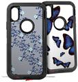 2x Decal style Skin Wrap Set compatible with Otterbox Defender iPhone X and Xs Case - Victorian Design Blue (CASE NOT INCLUDED)