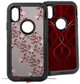 2x Decal style Skin Wrap Set compatible with Otterbox Defender iPhone X and Xs Case - Victorian Design Red (CASE NOT INCLUDED)