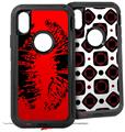 2x Decal style Skin Wrap Set compatible with Otterbox Defender iPhone X and Xs Case - Big Kiss Black on Red (CASE NOT INCLUDED)