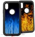 2x Decal style Skin Wrap Set compatible with Otterbox Defender iPhone X and Xs Case - Fire Blue (CASE NOT INCLUDED)