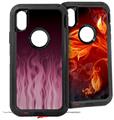 2x Decal style Skin Wrap Set compatible with Otterbox Defender iPhone X and Xs Case - Fire Pink (CASE NOT INCLUDED)