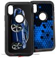 2x Decal style Skin Wrap Set compatible with Otterbox Defender iPhone X and Xs Case - 2010 Camaro RS Blue (CASE NOT INCLUDED)