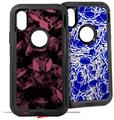 2x Decal style Skin Wrap Set compatible with Otterbox Defender iPhone X and Xs Case - Skulls Confetti Pink (CASE NOT INCLUDED)