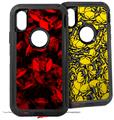 2x Decal style Skin Wrap Set compatible with Otterbox Defender iPhone X and Xs Case - Skulls Confetti Red (CASE NOT INCLUDED)